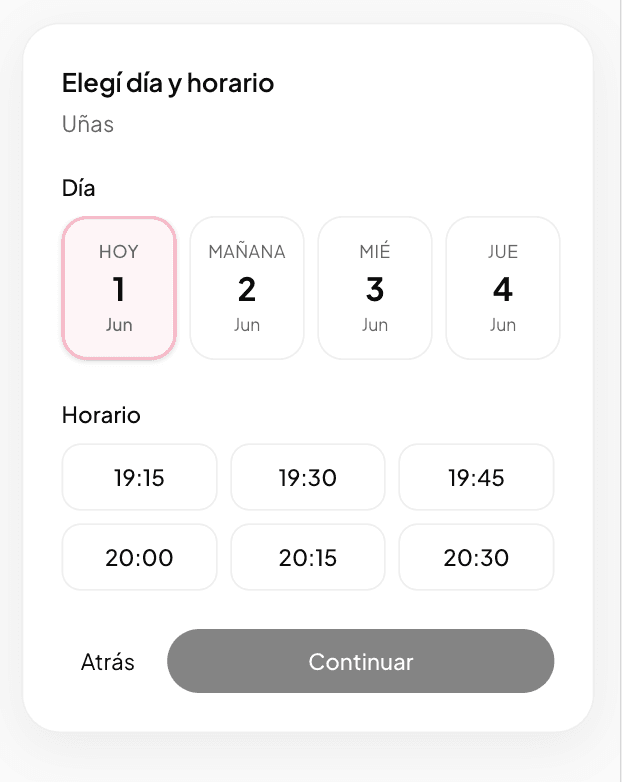 Paso 3: elige día y horario